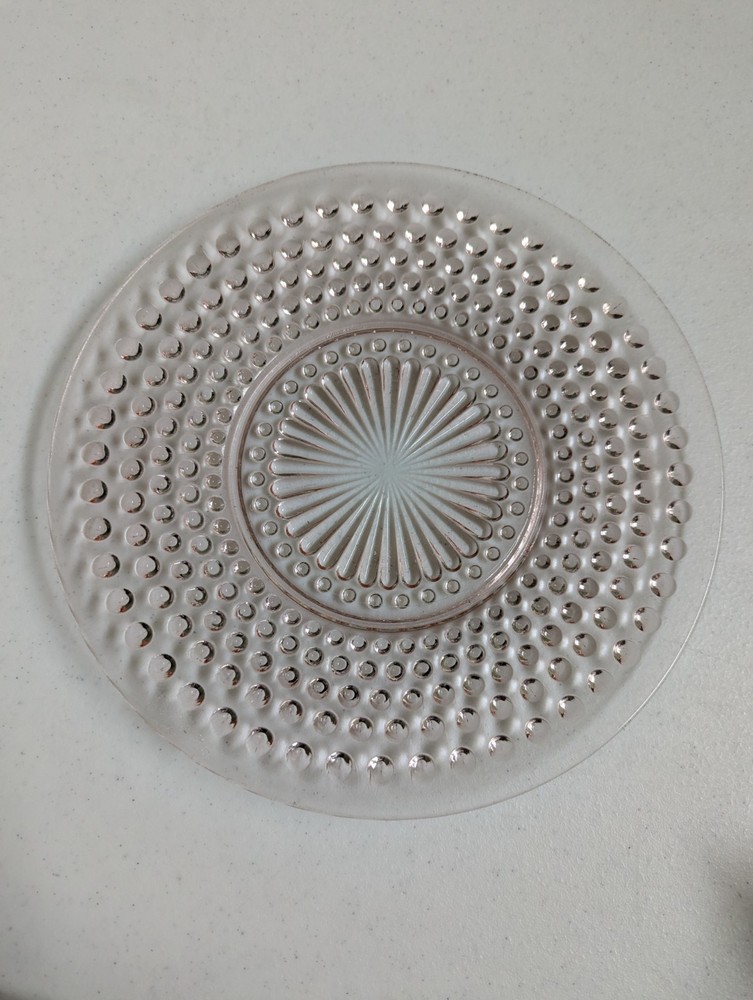 Vintage Depression Glass Pink Hobnail Luncheon Plate Set of 3