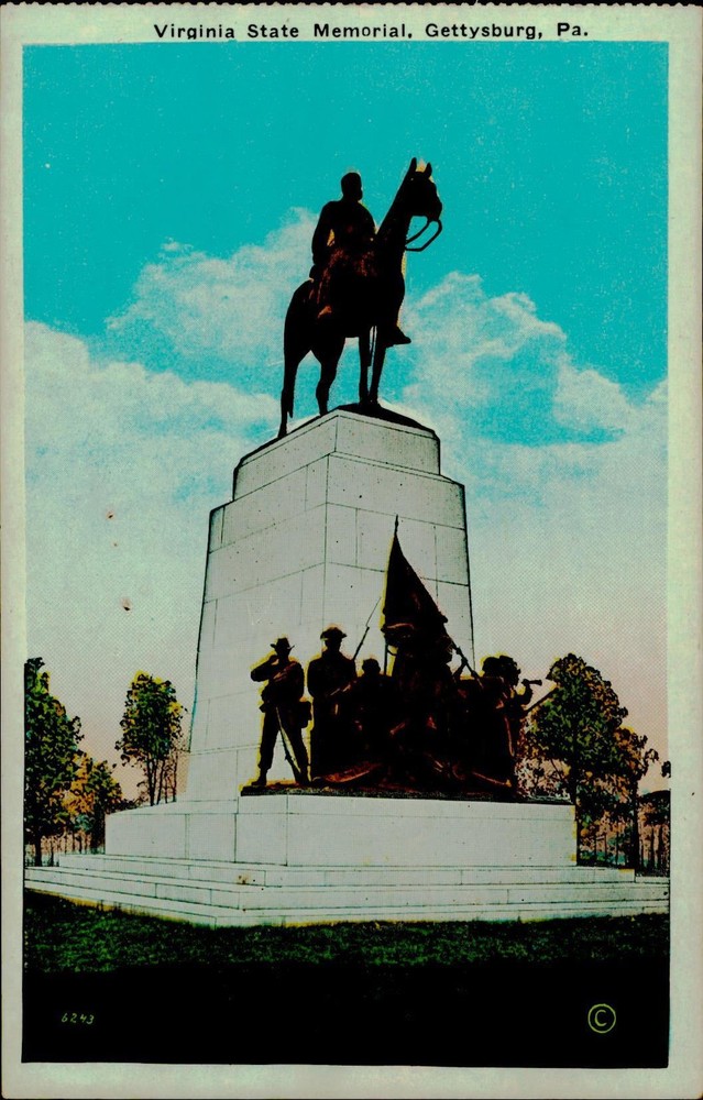 Virginia State Memorial Gettysburg PA Vintage Postcard Unposted Color Linen