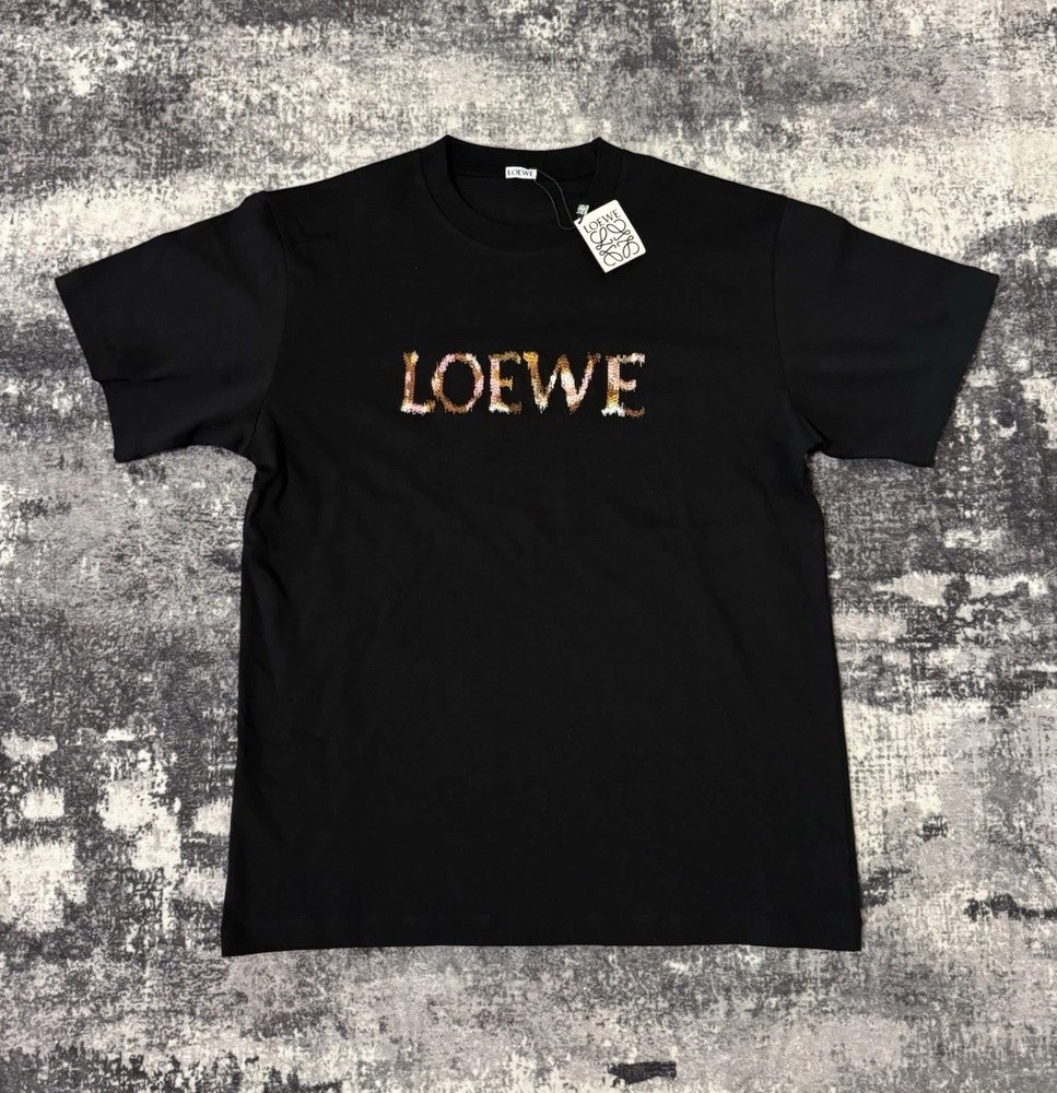 Loewe Black Cotton Embroidered Logo Short Sleeve Crew Neck Men's T-Shirt M