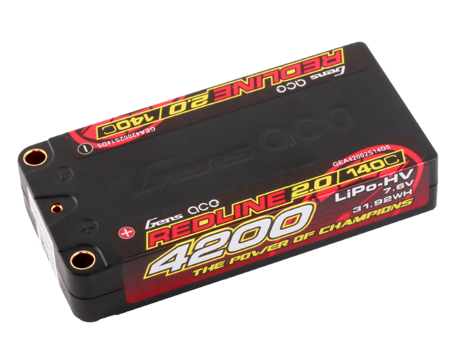 Gens Ace 4200mAh 2S 140C 7.6V HardCase HV Shorty Lipo Battery - GEA42002S14D5-image