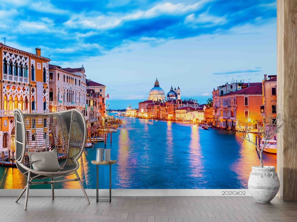 3D Venice Water City Night View Wall Murals Wallpaper Murals Wall Sticker