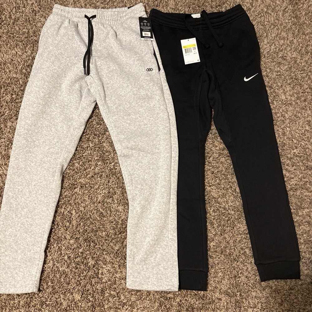 Nike & LEG3ND Men's Jogger Pants Lot 2 Size S Black/Gray Fleece Pockets