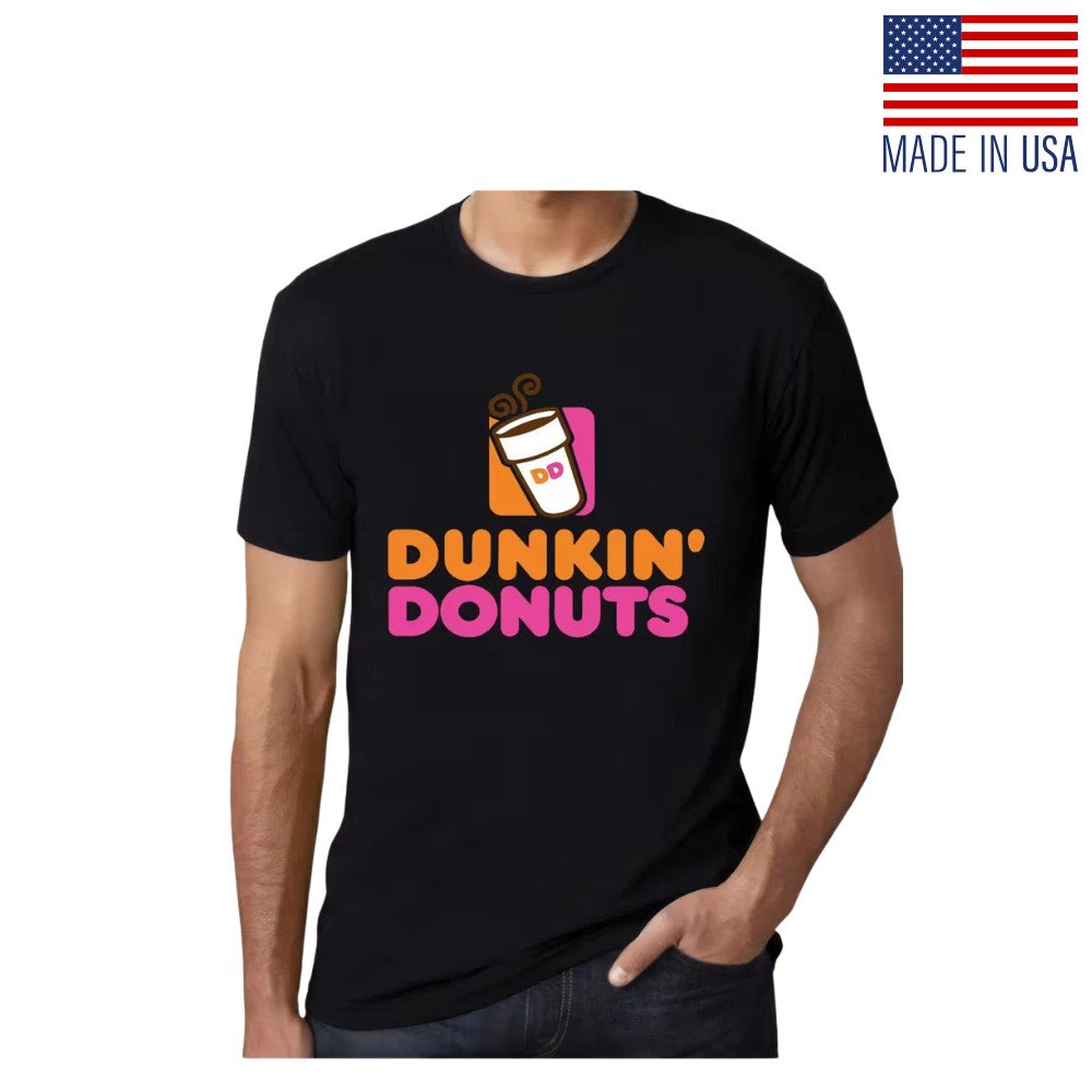 Men's Dunkin' Donuts Graphic T-Shirt - Black Cotton Crew Neck Tee with Playful C