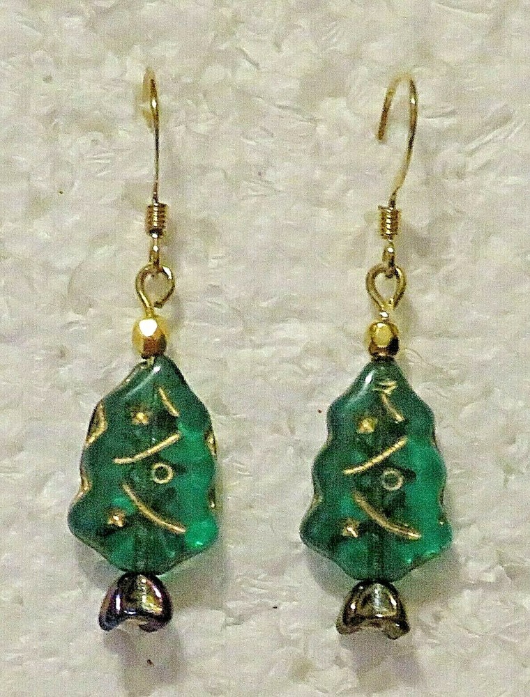 Green Christmas Tree Gold Bead Accent 1
