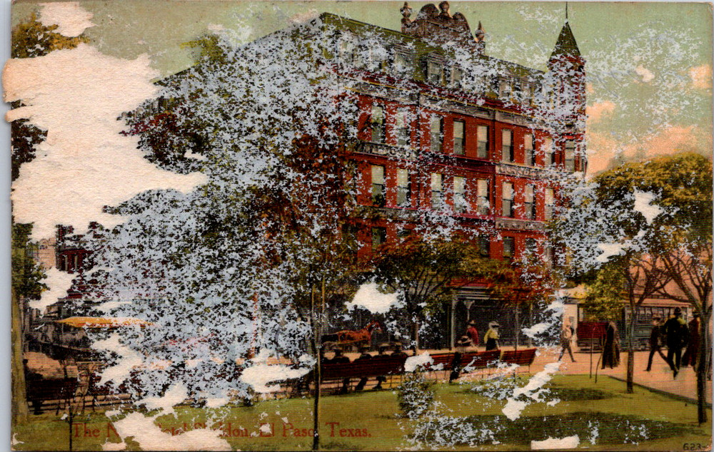 Vintage Postcard Hotel Sheldon El Paso Texas Street Scene