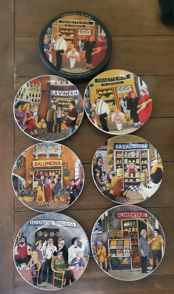 Set Of 6 Guy Buffet Plates TUSCAN STOREFRONTS Italy Salad/Appetizer GERMANY 8