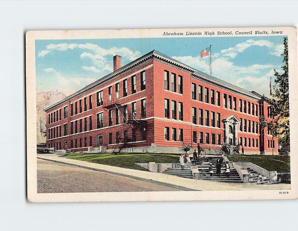 Postcard Abraham Lincoln High School Council Bluffs Iowa USA