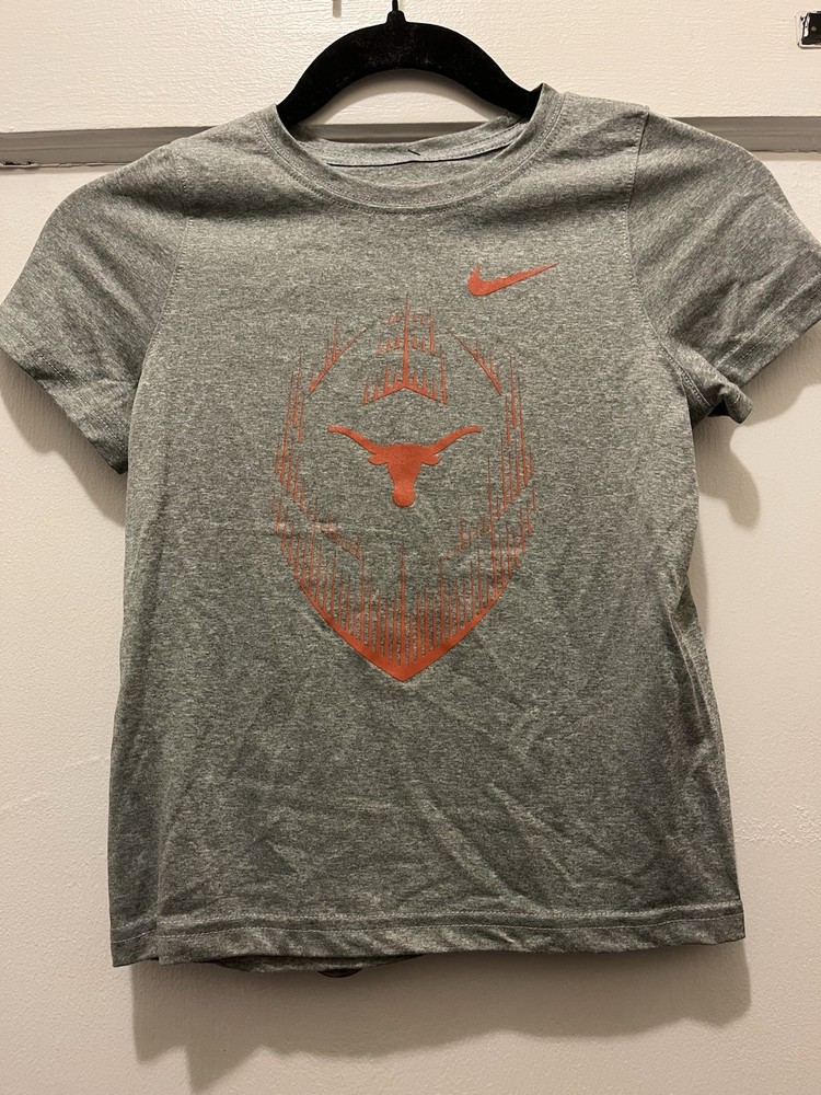 NEW Youth Kids Size 6 The Nike Tee Dri-Fit Gray Texas Longhorns T-Shirt