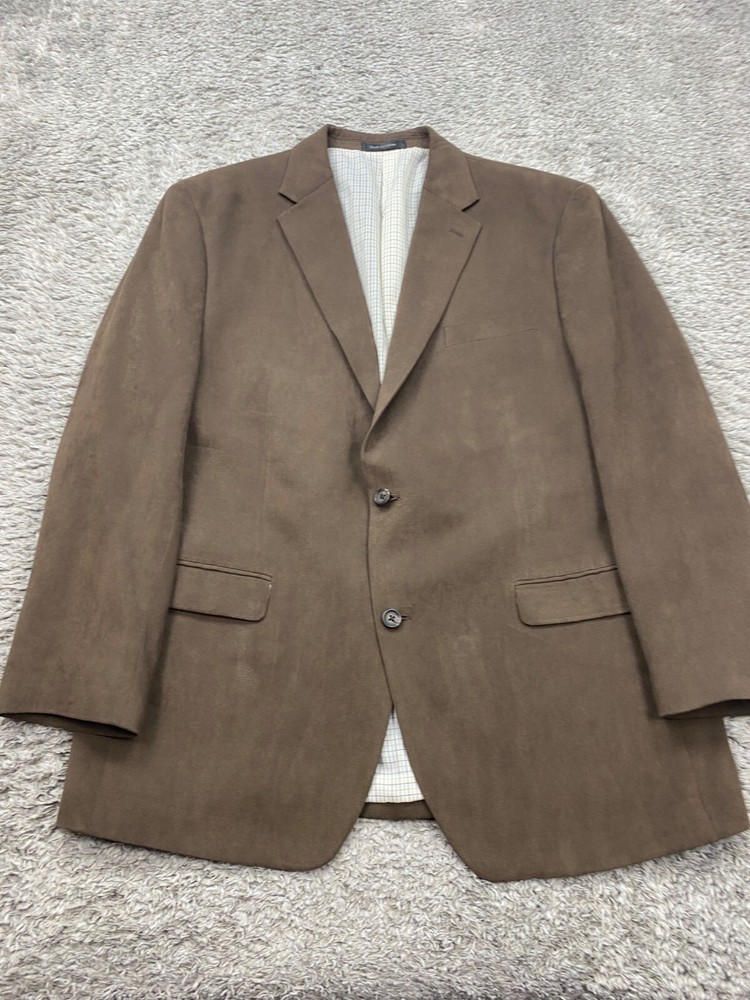 Ralph Lauren Blazer Men 44R Brown Faux Leather Vegan Suede Sports Coat Jacket