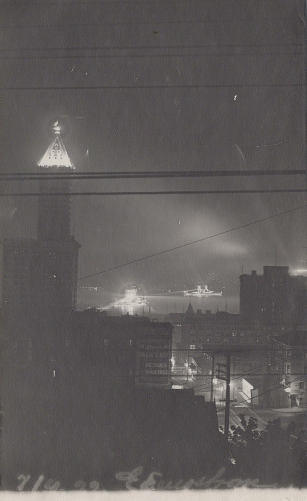 Seattle WA Washington ~ photograph of July 4th, 1922 Harbor view at night