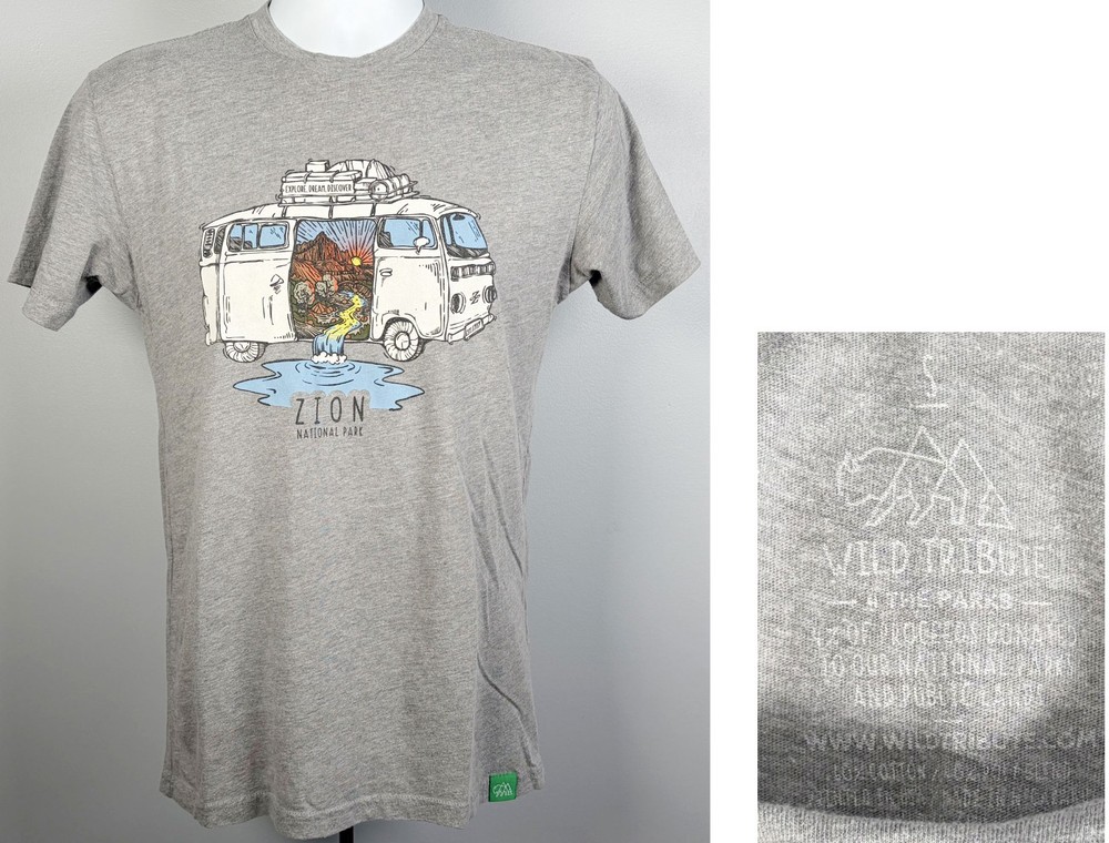 Wild Tribute Zion Park Explore Dream Discover Van Logo T Shirt Mens Small