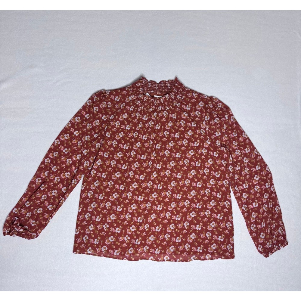 J. Crew Floral Burnt Orange Blouse