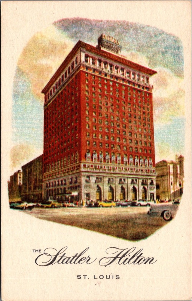 Vintage Statler Hilton Hotel St. Louis MO Postcard 1950s City View