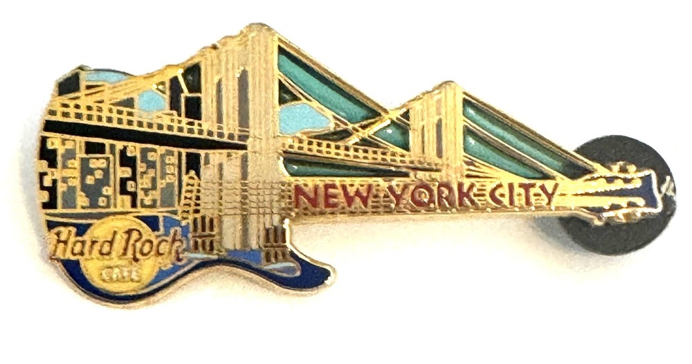 Hard Rock Cafe New York City Guitar Tack Pin Back Usa