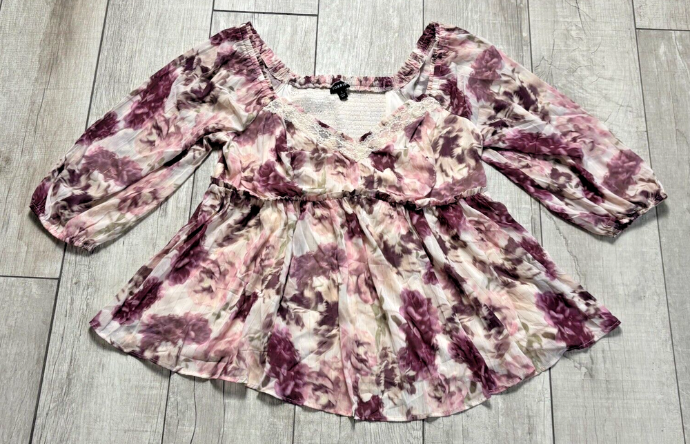 Torrid Off-Shoulder Babydoll Floral Fairy Flowy Womens Top Size 1X Romance Work