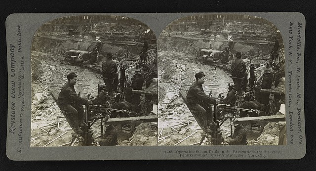 New York City Pennsylvania Subway Station Excavation Steam Drills 1908