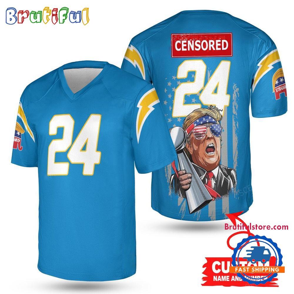 Los Angeles Chargers Donald Trump Super Bowl Trophy Football Jersey