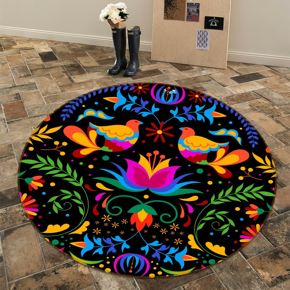 3D Symmetrical Flower Round Game Rug Mat Elegant Photo Carpet NAO5868
