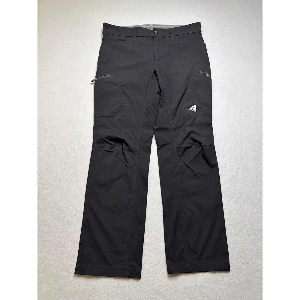 Eddie Bauer Men’s 34x32 Black Hiking Trail Pants Stretch Outdoor Zip Pocket