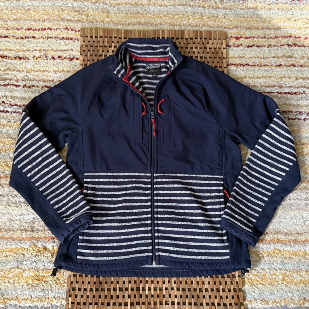 J. CREW Nordic Sherpa Lined Full Zip Jacket Blue White Stripe Men's Medium M