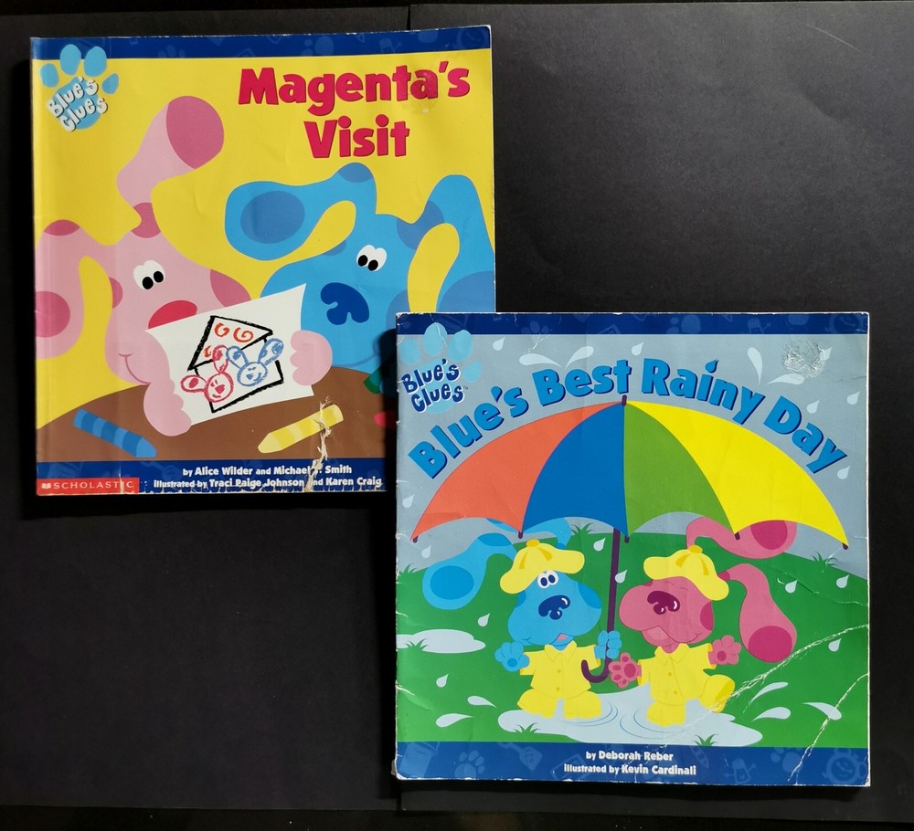 2 ~ Blue's Clues Paperback Books ~ Magenta's Visit & Blue's Best Rainy Day