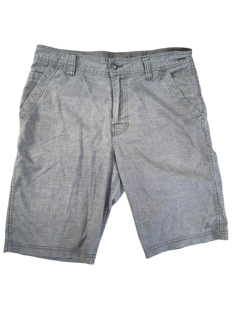 prAna Furrow Men's Shorts Sz 32 Gray Hemp Recycled Outdoor Hiking 11 in inseam