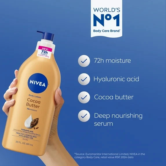 NIVEA Cocoa Butter Body Lotion for Dry Skin with Hyaluronic Acid 72Hr Moisture-image