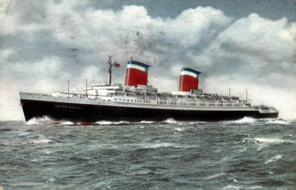 1962 S.S. United States Ocean Liner United States Lines New York MCM Postcard