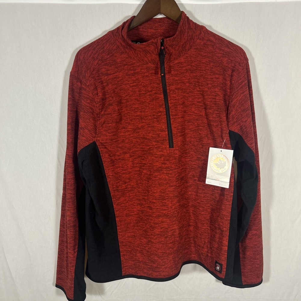 Canada Weather Gear Men’s Red Quarter Zip Pullover Large Lightweight NWT