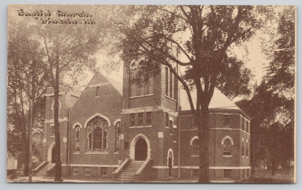 Vintage Baptist Church Lincoln IL Postcard C. U. Williams Bloomington