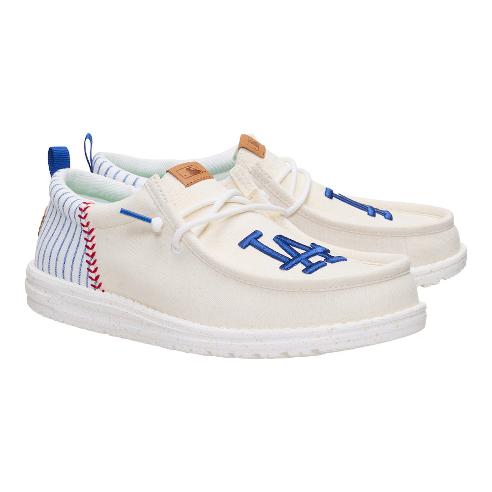 [BIG SALE] Los Angeles Dodgers Hey Dude Wally Casual Slip On Shoes - White