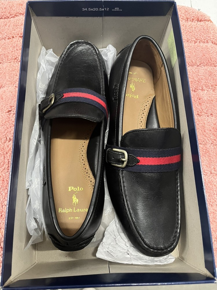 Polo Ralph Lauren Shoes Men’s 11.5D Riali Drivers Buckled Leather Black Loafer