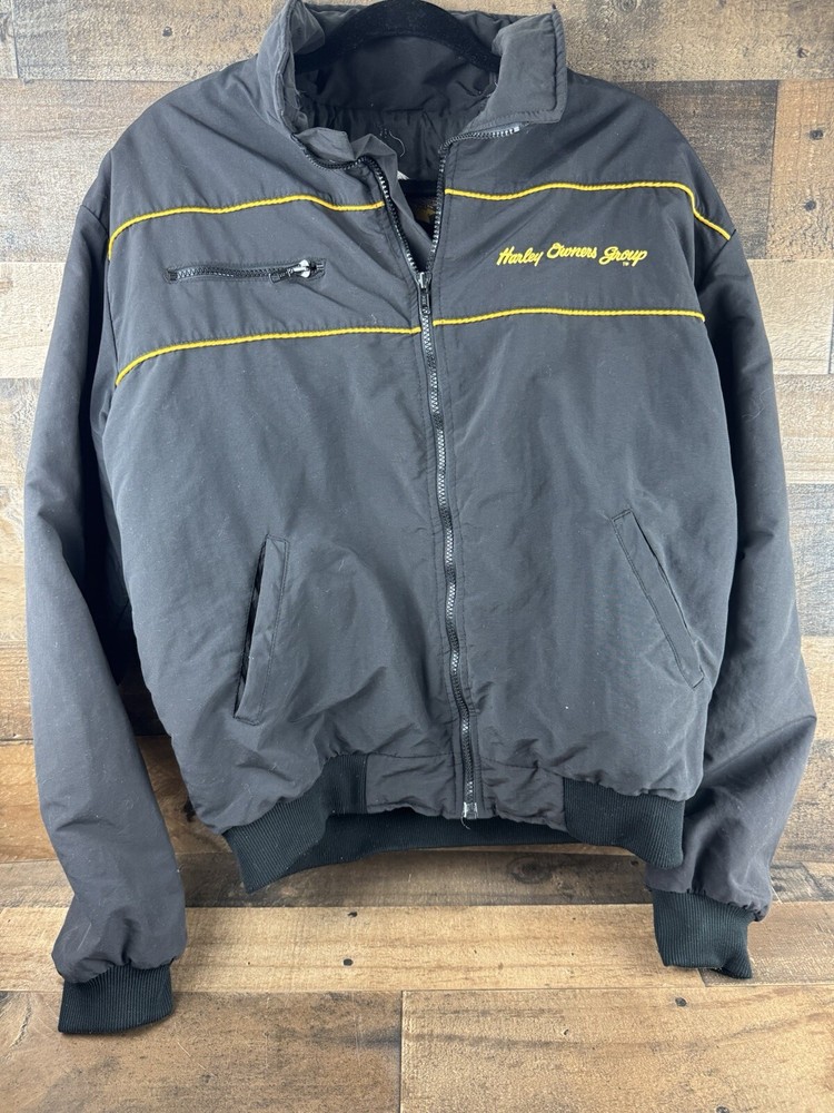Vintage Harley Davidson Owners Group Nylon Bomber Jacket Medium Made in USA