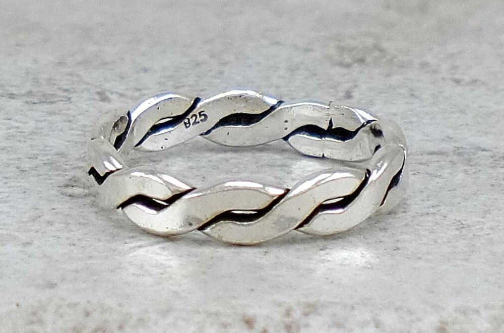 5mm 925 STERLING SILVER TWIST BAND RING size 10 style# r3414