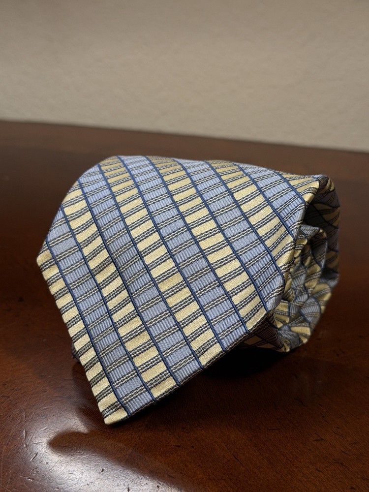 Ike Behar Men's Silk Necktie Striped And Checkered Pattern