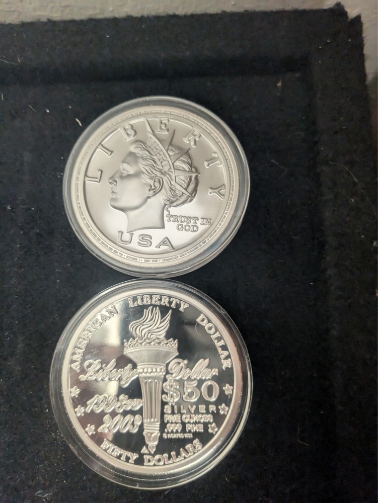 $50 liberty dollar silver coin .9999 pure