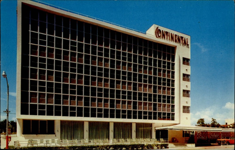Miami Beach Florida Hotel Continental 40th Street 1950s car vintage postcard