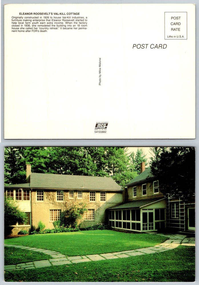 Eleanor Roosevelt's Val-Kill Cottage Hyde Park NY Historic Home Postcard