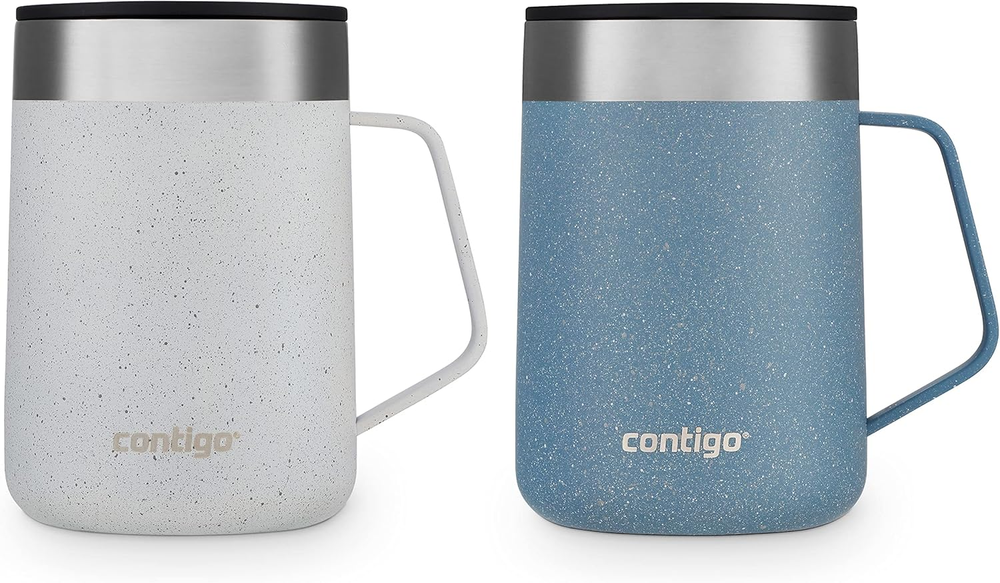 Stainless Steel Vacuum Insulated Travel Mug with Handle and Leakproof Lid