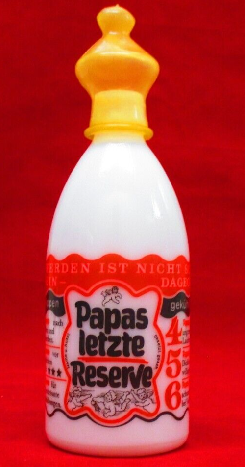 Milk Glass Bottle with Baby Nipple, Papas Letze Reserve, 