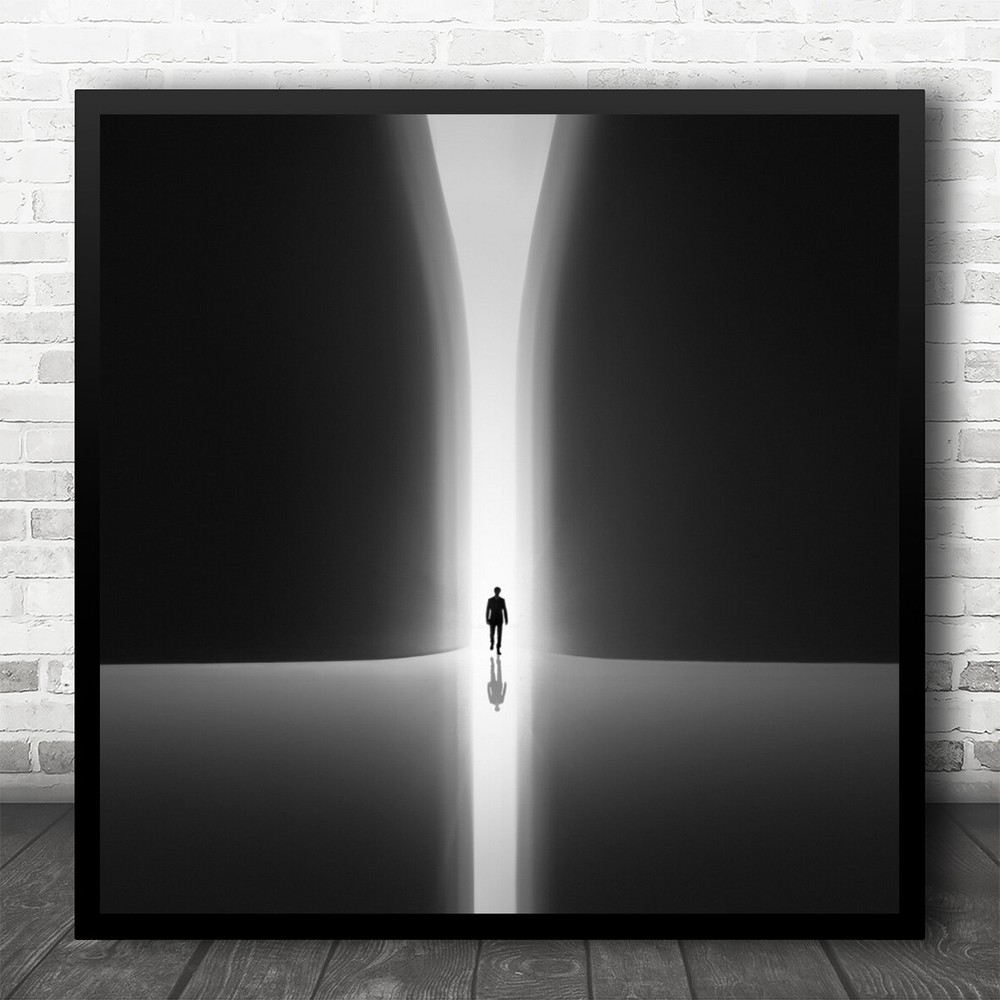 Conceptual Man Light Person Tunnel Silhouette Graphic Wall Art Print