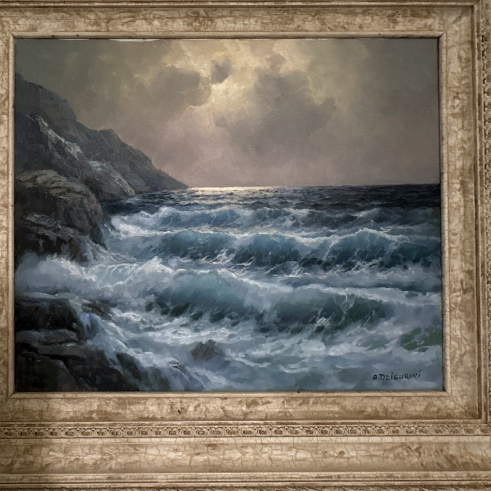 A. Dzigurski Original Signed Seascape Realism Oil Painting on Framed Canvas