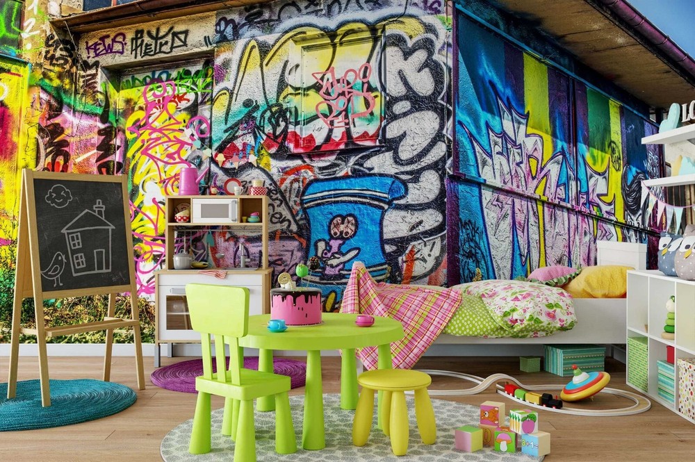 3D Abstract Colorful Street Graffiti Wall Murals Wallpaper Murals Wall Sticker