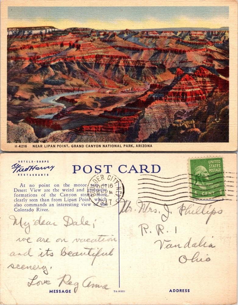 Near Lipan Point Grand Canyon National Park Arizona AZ Postcard