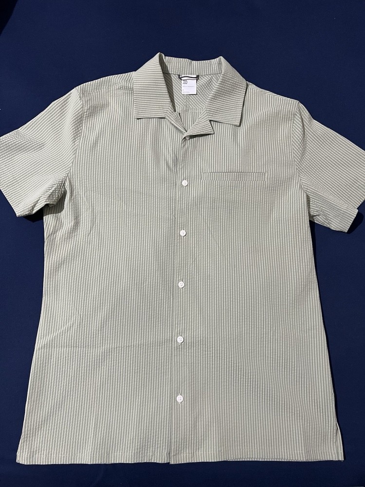 All in Motion Mens Striped Short Sleeve Woven Button-Up Quick Dry Shirt Size M