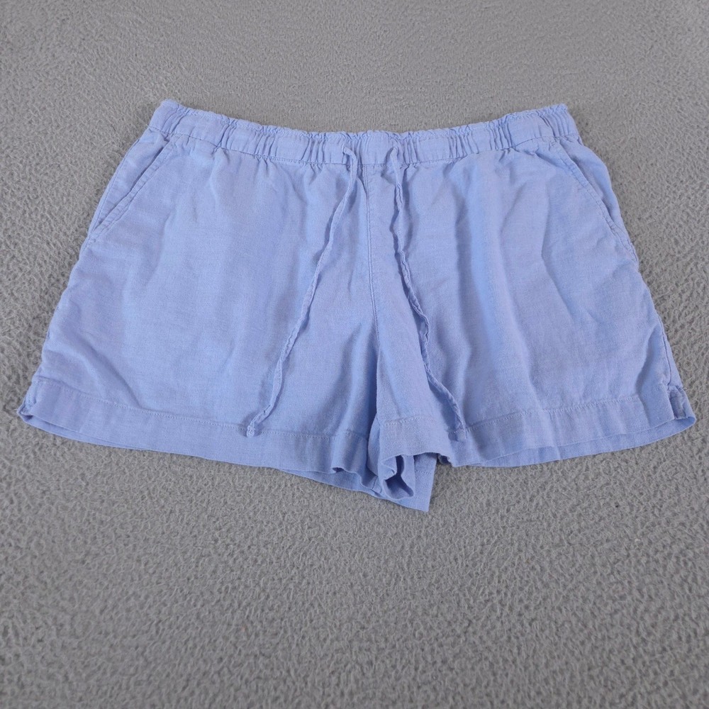 Gap Shorts Womens XL Blue Linen Pull-On Light Blue Chambray Drawstring Pockets