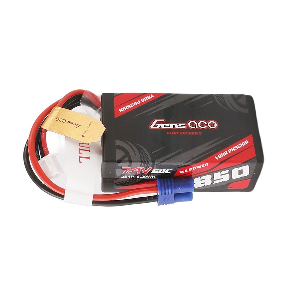 Gens Ace GEA8502S60E2 - Mini-B 2S 7.4V LiPo Battery, 60C 850mAh-image