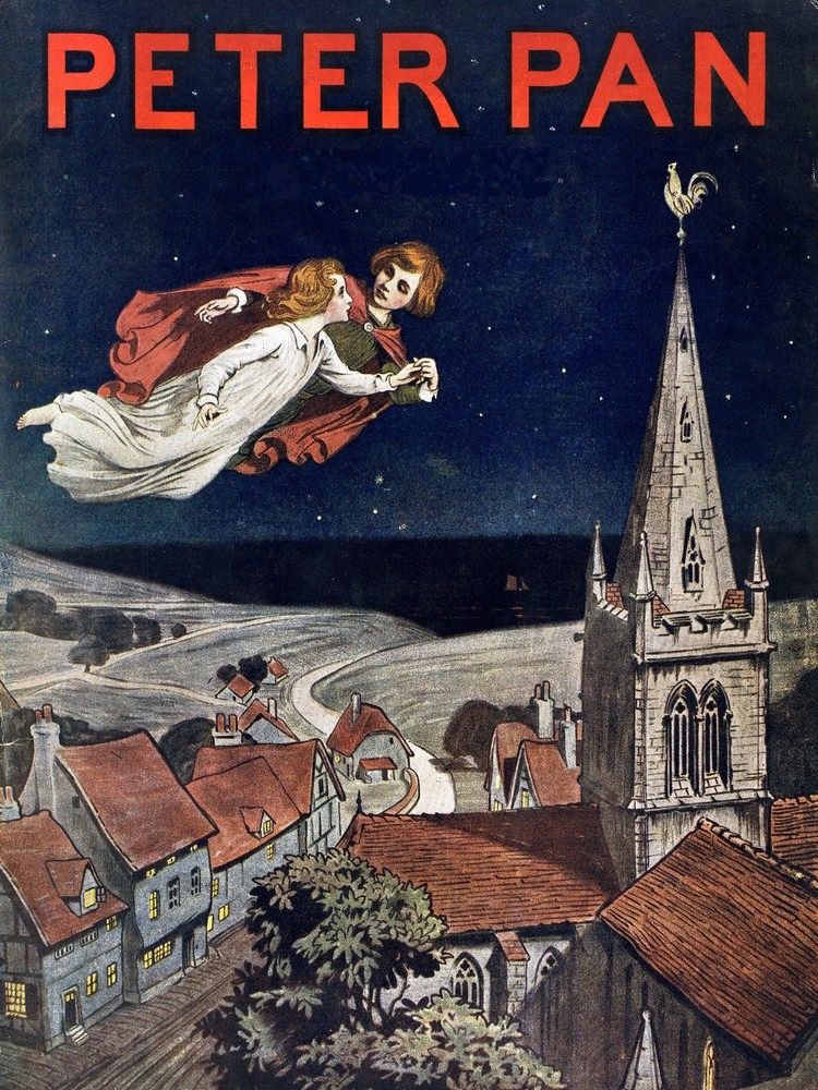 3557.Peter Pan Victorian book cover POSTER.School Home children Art decoration