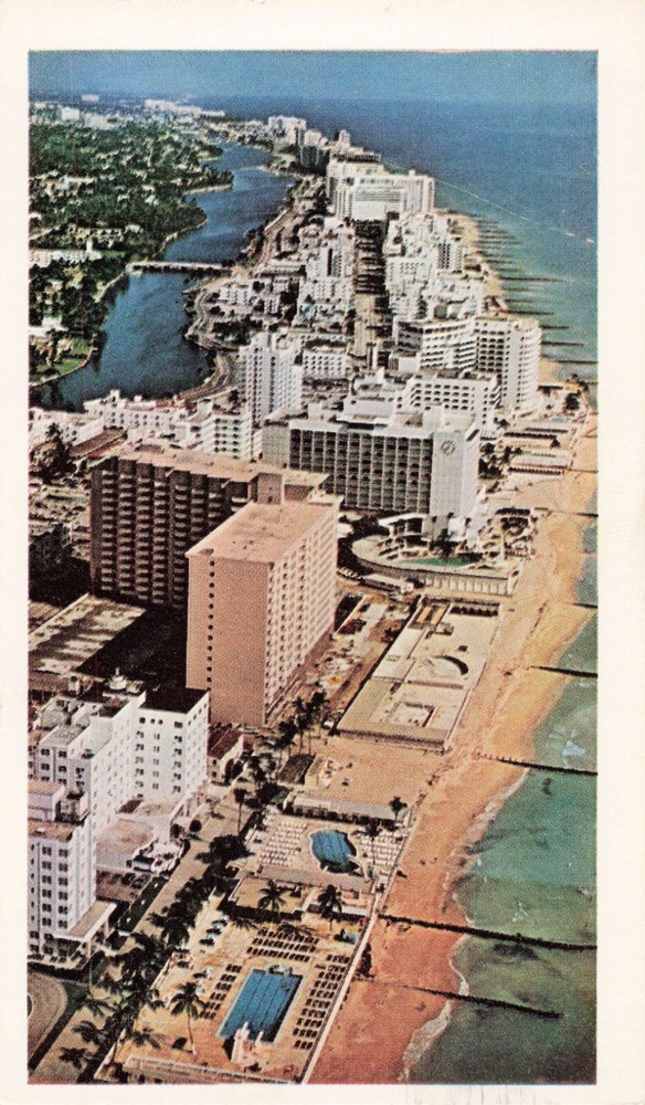 Aerial View of Hotel Row - Miami Beach Florida FL - Postcard