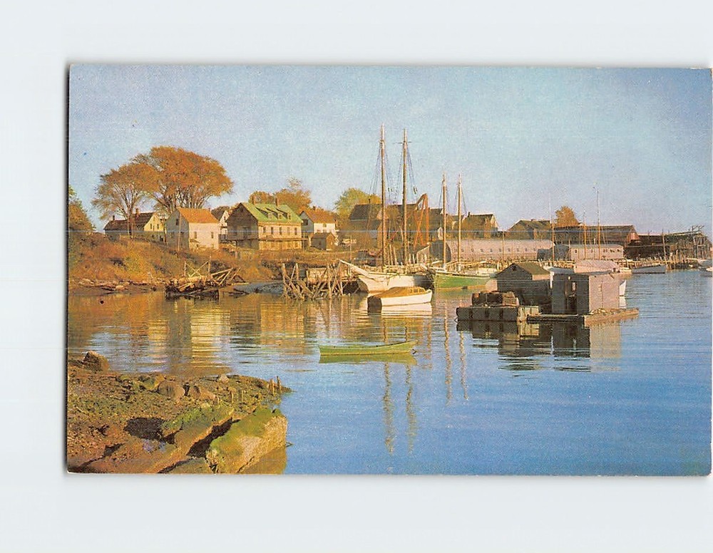 Postcard Harbor Scene with Boats